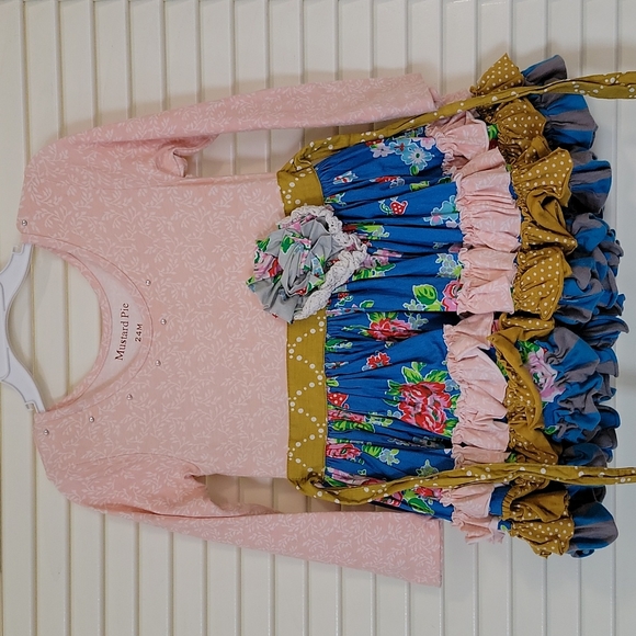 Mustard Pie Dresses Mustard Pie Boho Shabby Chic Peasant Dress Flowers Dots Bling Sz 24